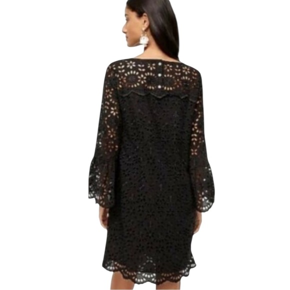 J Crew Bell Sleeve Dress in Embroidered Eyelet Black- Size 4T - Picture 12 of 16